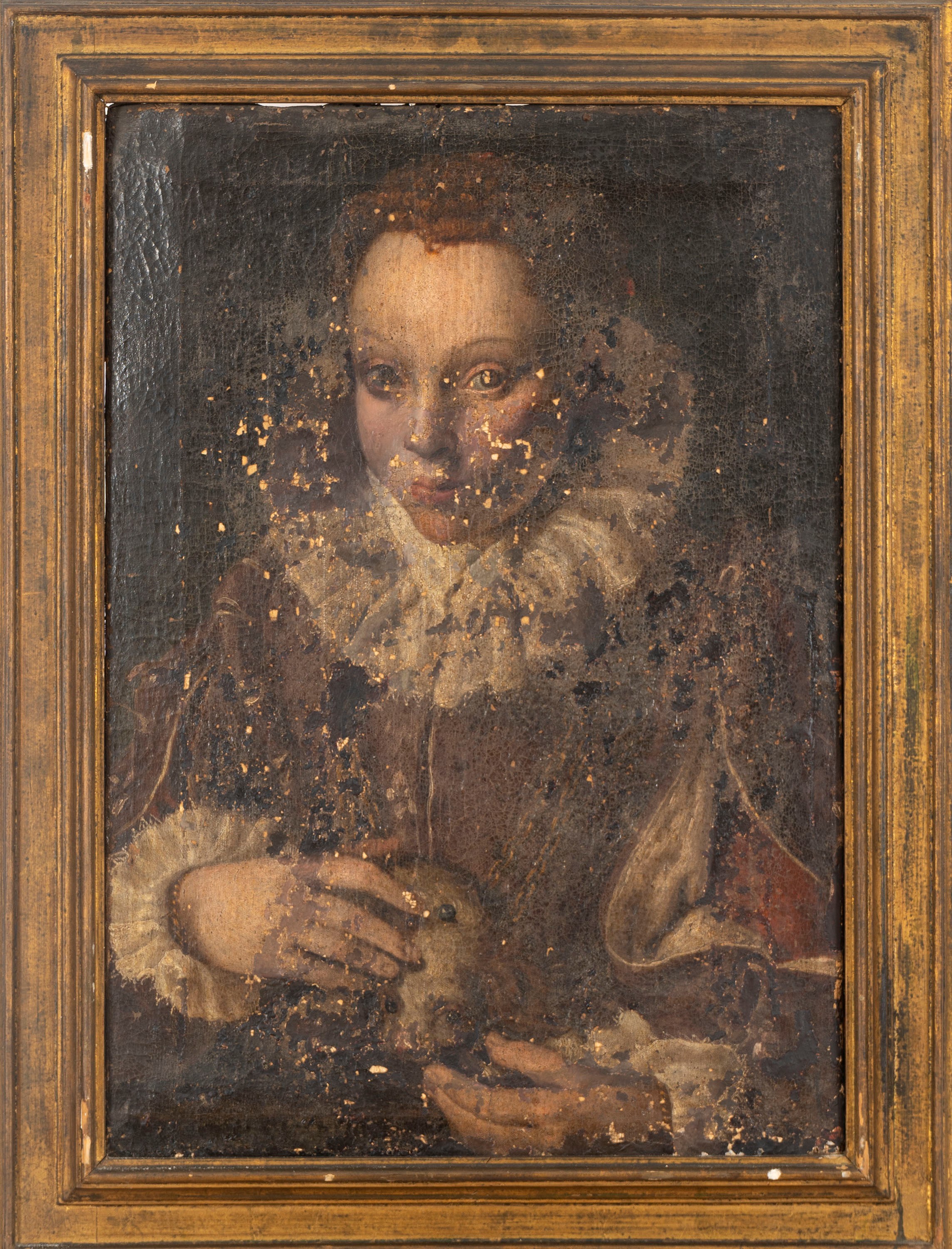 Scuola Dell'italia Settentrionale, Secolo XVII - Ritratto di giovane gentildonna a mezzo busto, o...