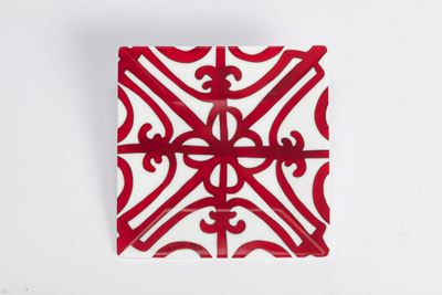 Piattino in porcellana bianca con decoro Rouge Guadalquivir, diametro 11 cm