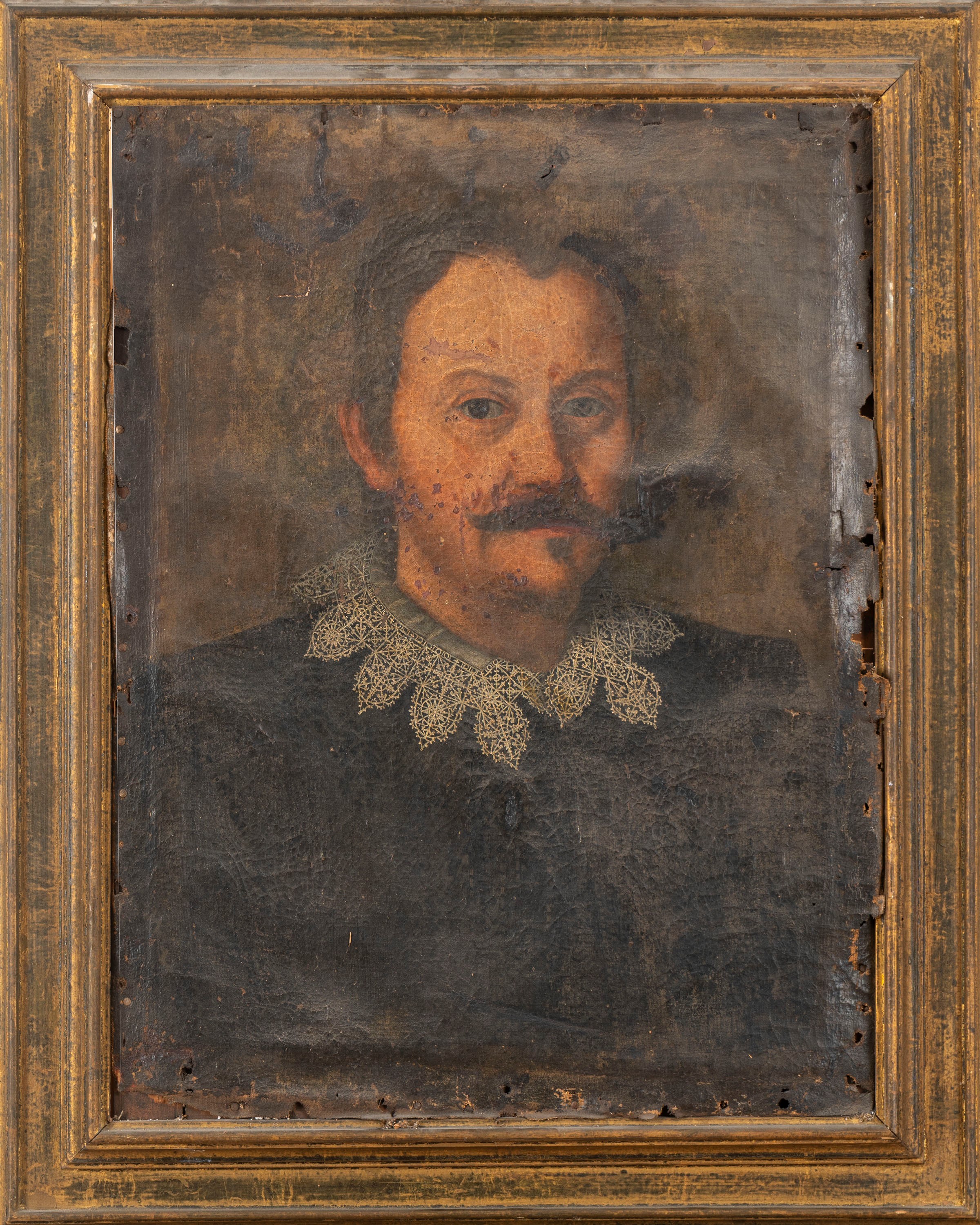 Ritratto di uomo a mezzo busto con colletto di pizzo