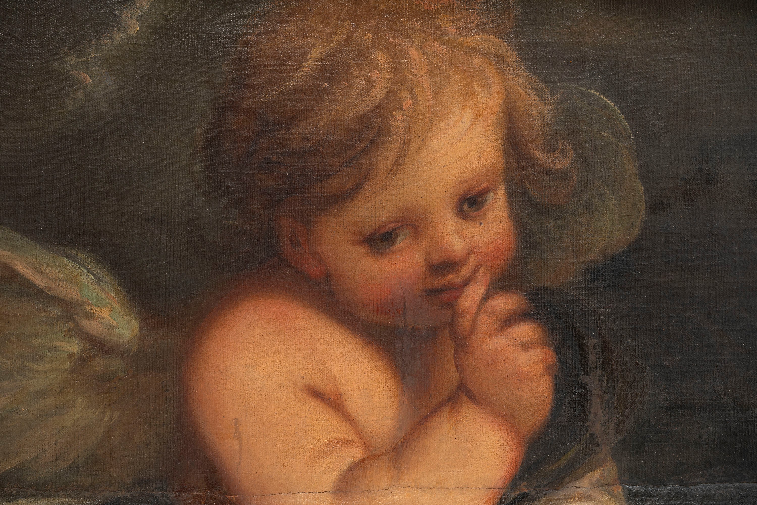 Amorino con elmo e scettro