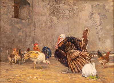 Nell'aia, olio su cartone, 1930