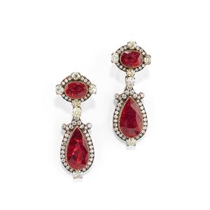 Ruby pendant earrings
