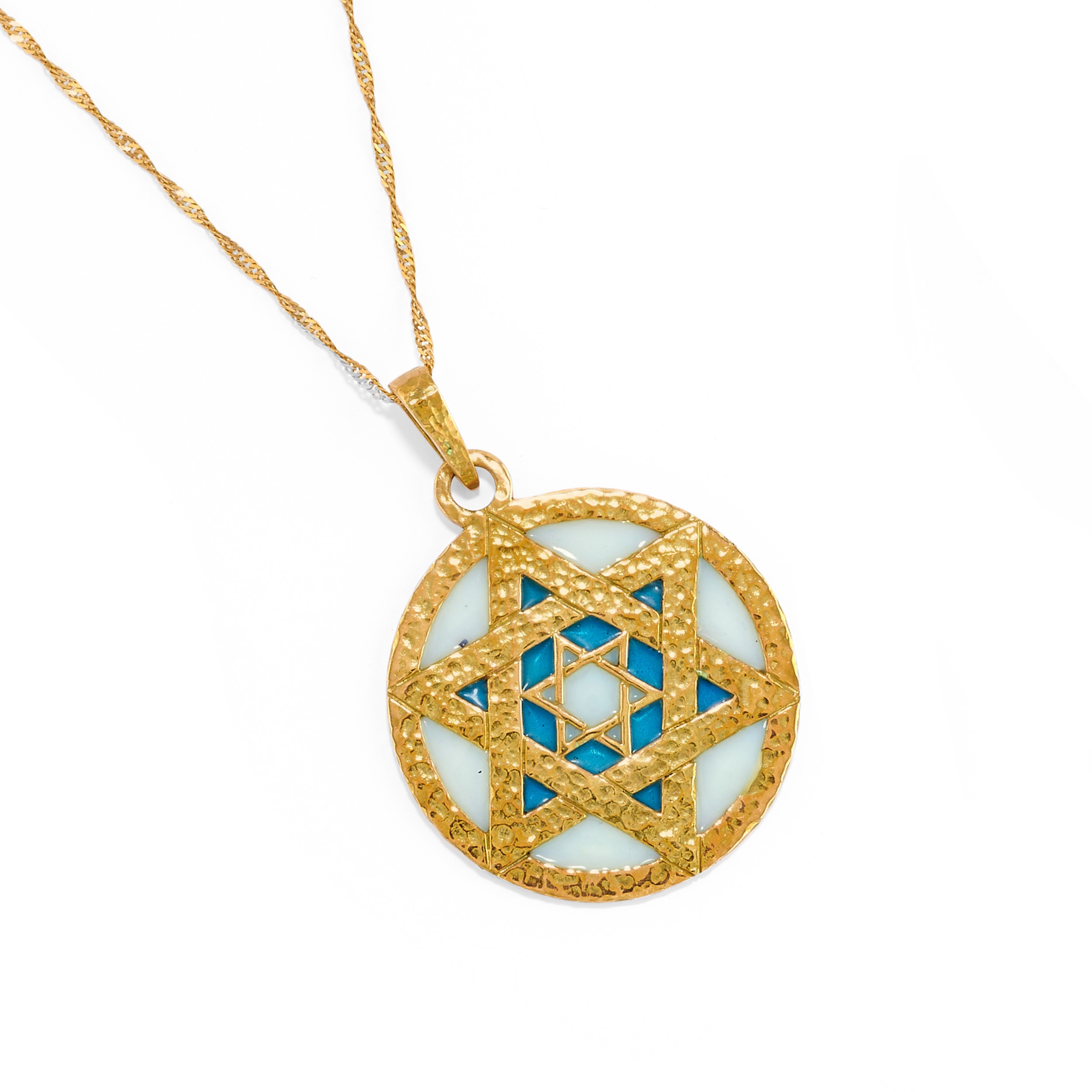 Collana pendente Stella di David Ebraica con Chai in Argento 925 (Lunghezza della catena disponibile 40cm - 45cm - 50cm - 55cm) 40 cm