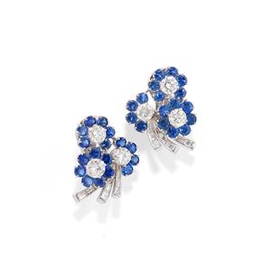 Orecchini con diamanti e zaffiri 