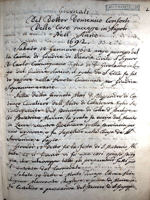 Manuscript - Journal of things happened in Naples by Dr. Domenico Conforti