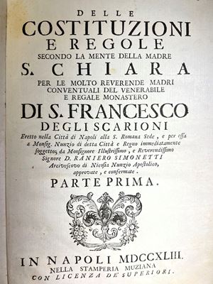 Delle costituzioni e regole secondo la mente della madre S. Chiara