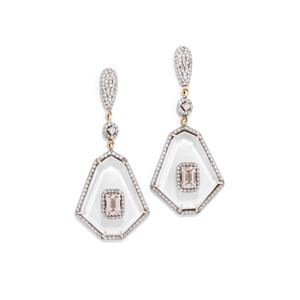 Morganite and rock crystal pendant earrings