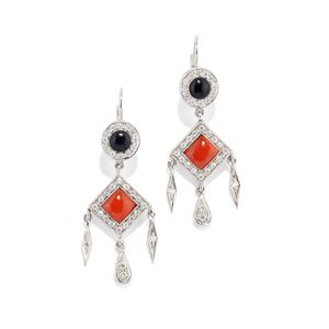 Orecchini con corallo e onice