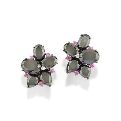Orecchini con Ematite e Zaffiri Rosa