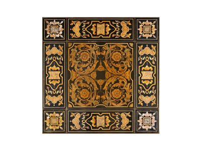 Tavolo basso da salotto in scagliola con decorazione floreale, secolo XX