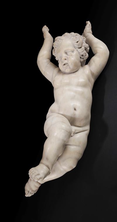 Scultore dell'Italia settentrionale, Putto reggi mensola in marmo scolpito, secolo XVII