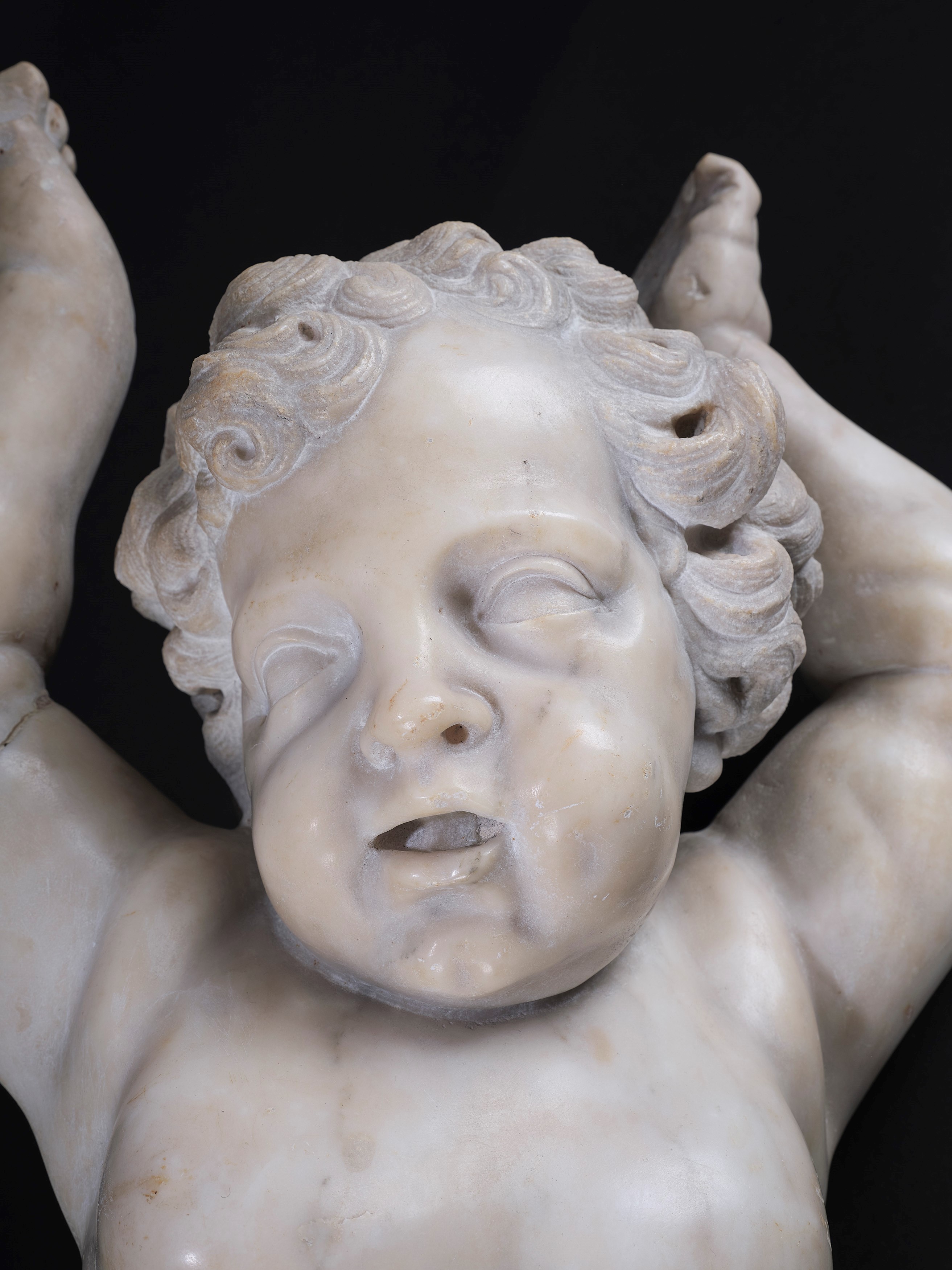 Scultore dell'Italia settentrionale, Putto reggi mensola in marmo scolpito, secolo XVII