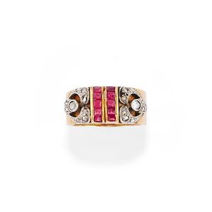 Anello con rubini e diamanti
