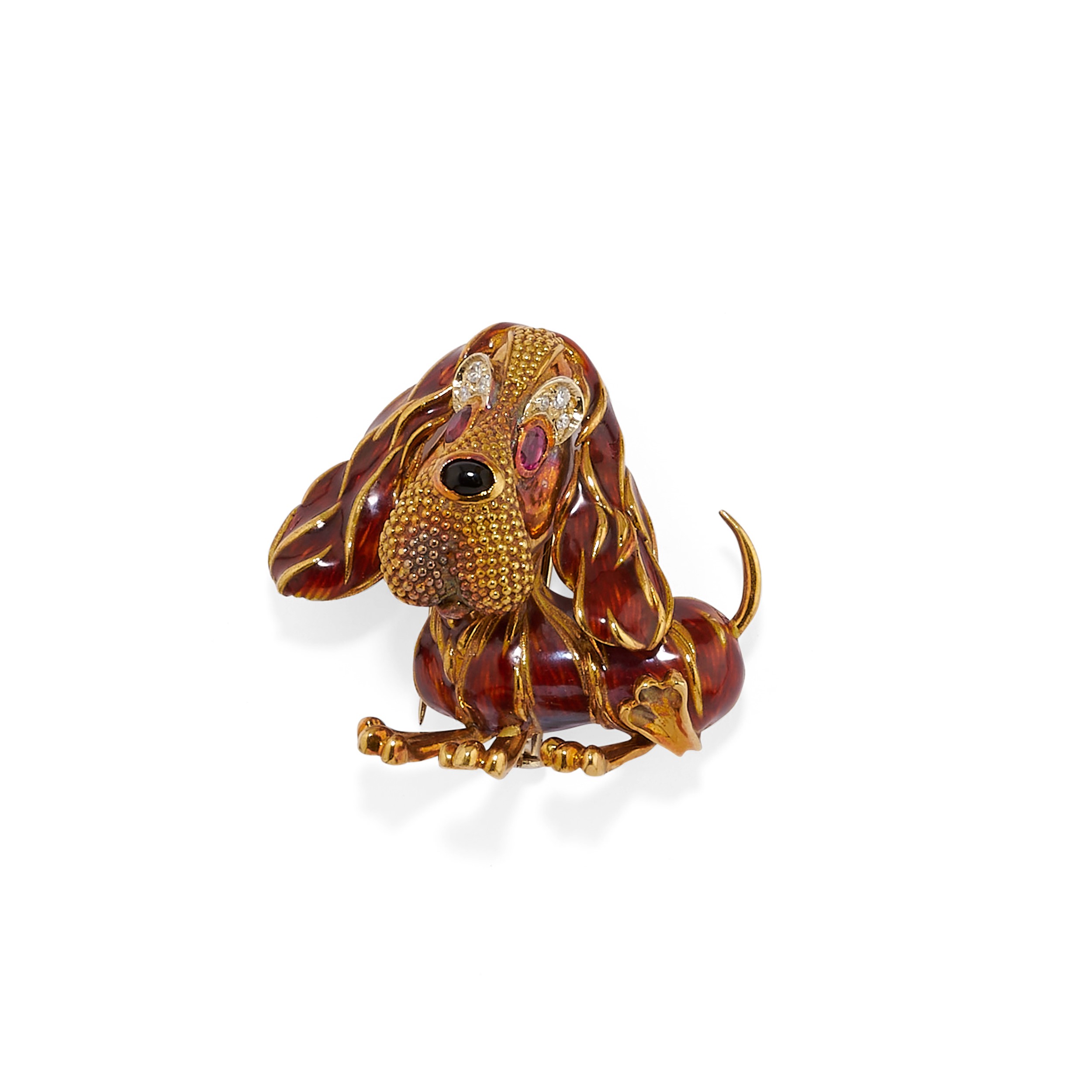 Avalaya Spilla A Forma Di Cane Dalmata – Smalto E Cristalli, Placcata Oro, 3x5 Cm, Accessorio Moda Animale