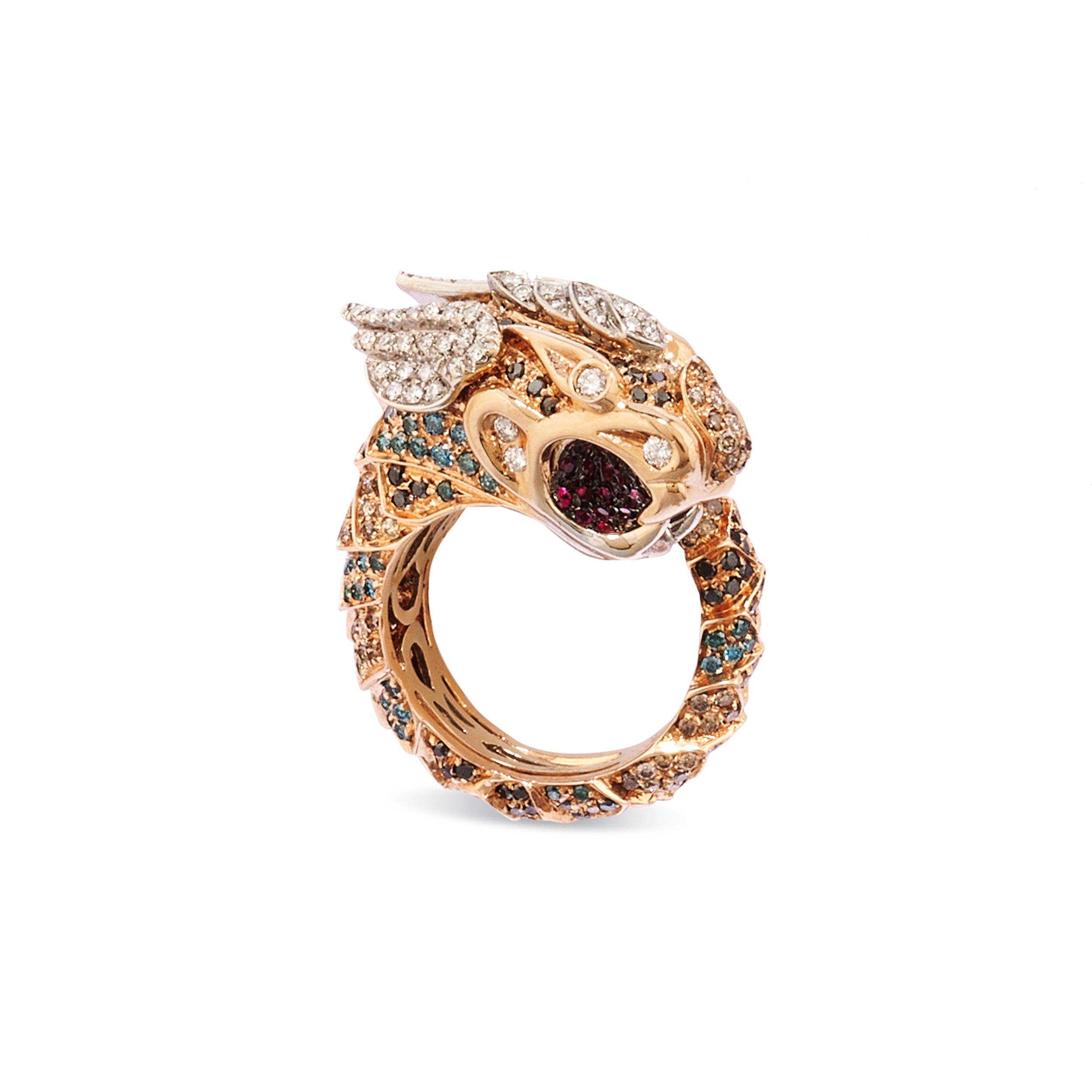 Anello retrò da uomo in acciaio inossidabile con quattro bestie