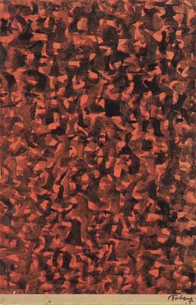 Senza titolo, tempera su carta applicata su cartone, 1968 ca.