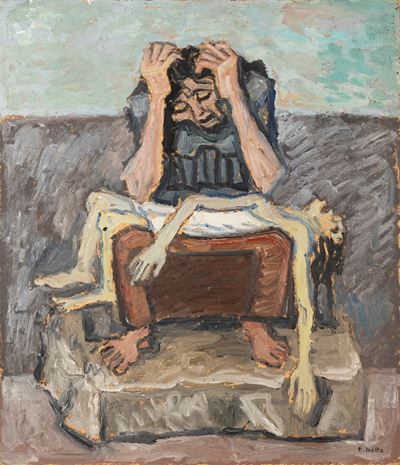 Ricordi di guerra - Il dolore, olio su tavola