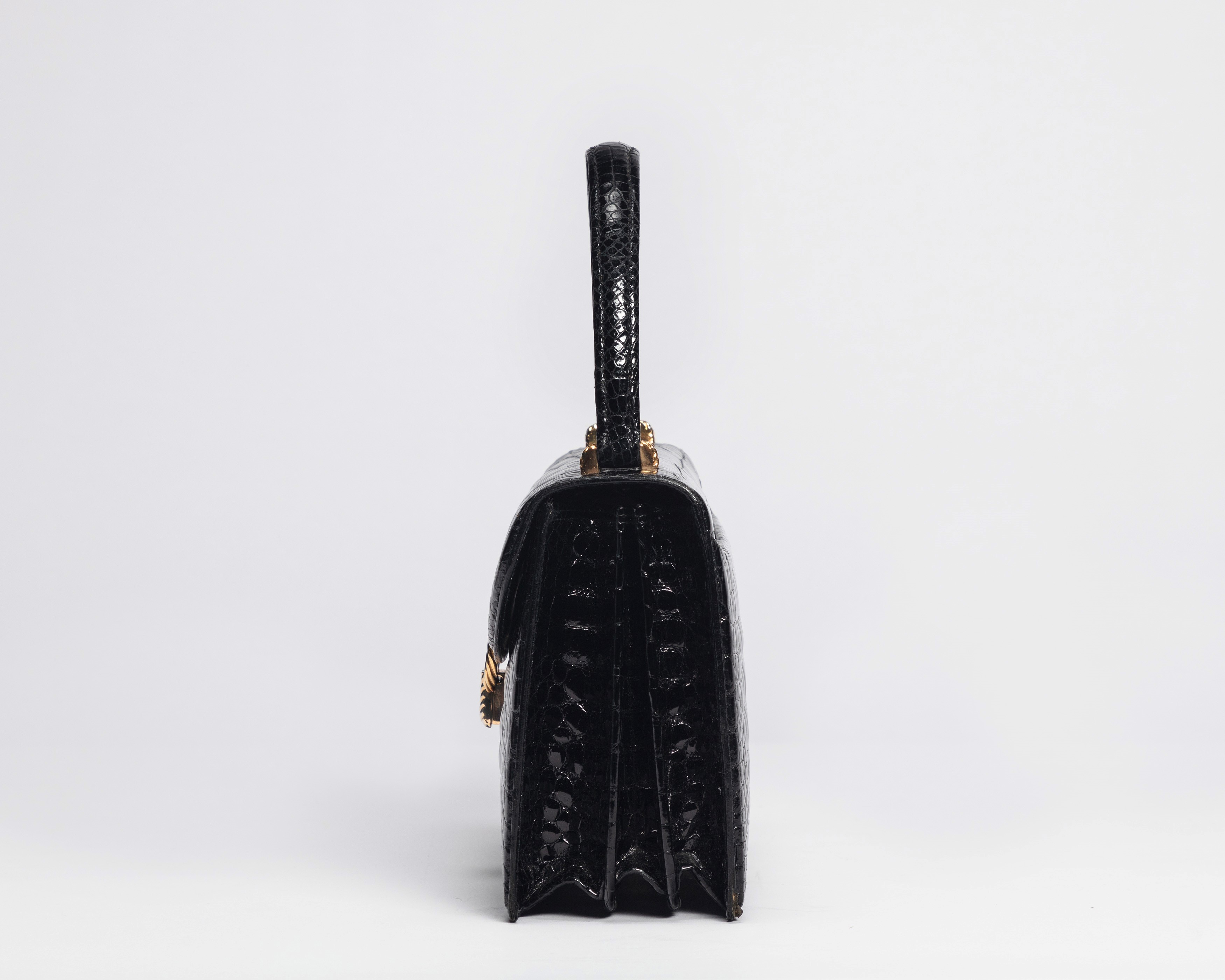 Gucci - Borsa in coccodrillo nero, anni '60