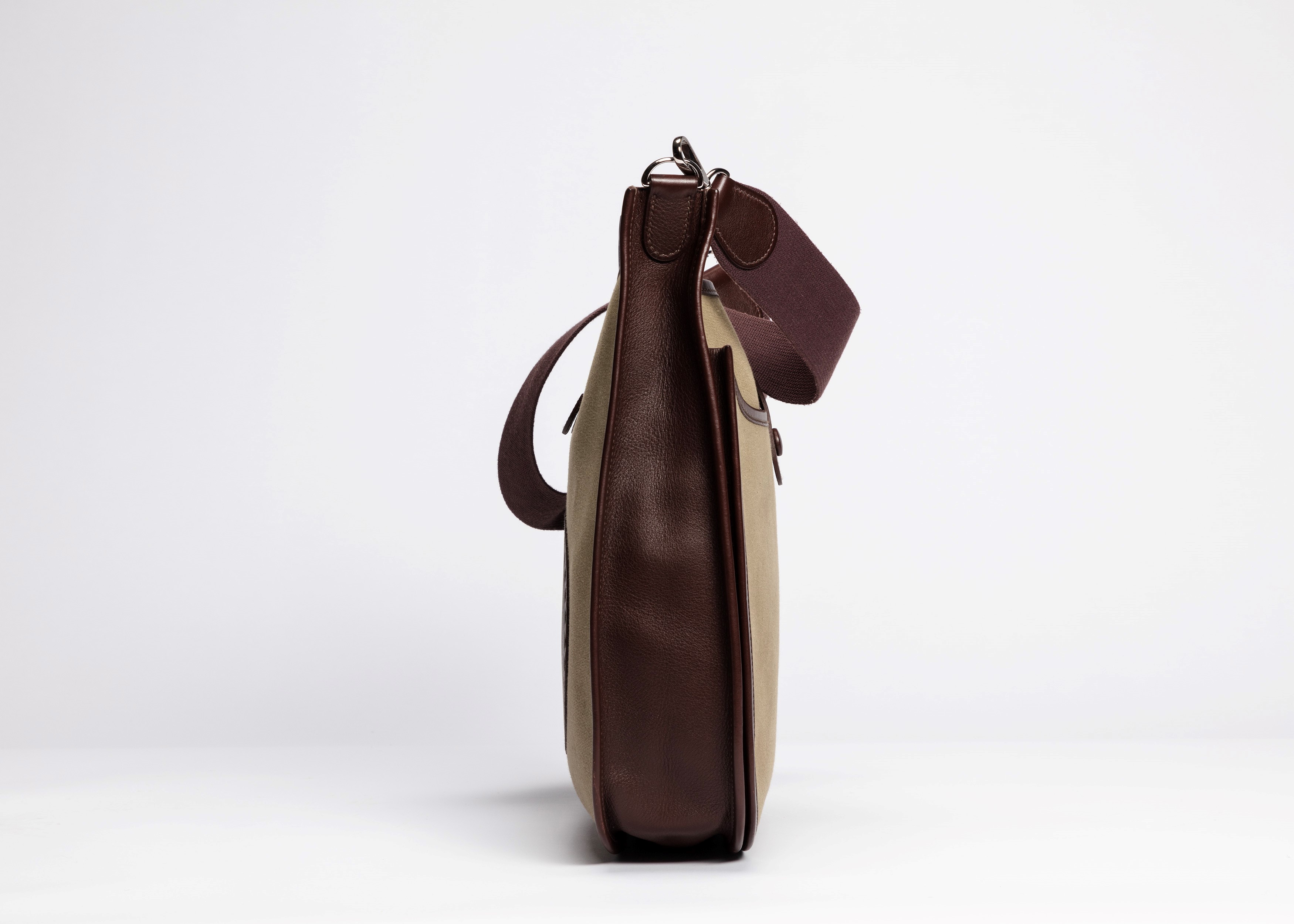 Hermès - Borsa Evelyne, tela verde muschio e pelle marrone, 2007