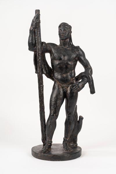 Rematore, gesso patinato a bronzo