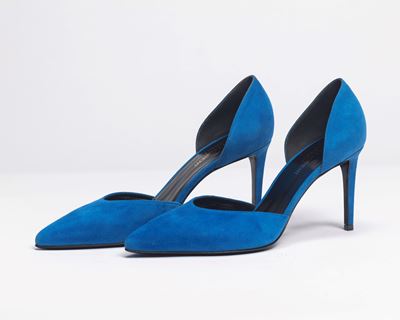 Scarpe décolleté in suede bluette, misura 39, tacco 8,5 cm