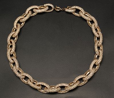 Collana Amuse New York, girocollo a catena in metallo dorato e strass