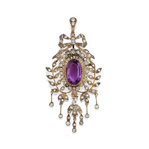 Amethyst brooch pendant