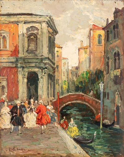 Palazzo Querini a Venezia, olio su compensato