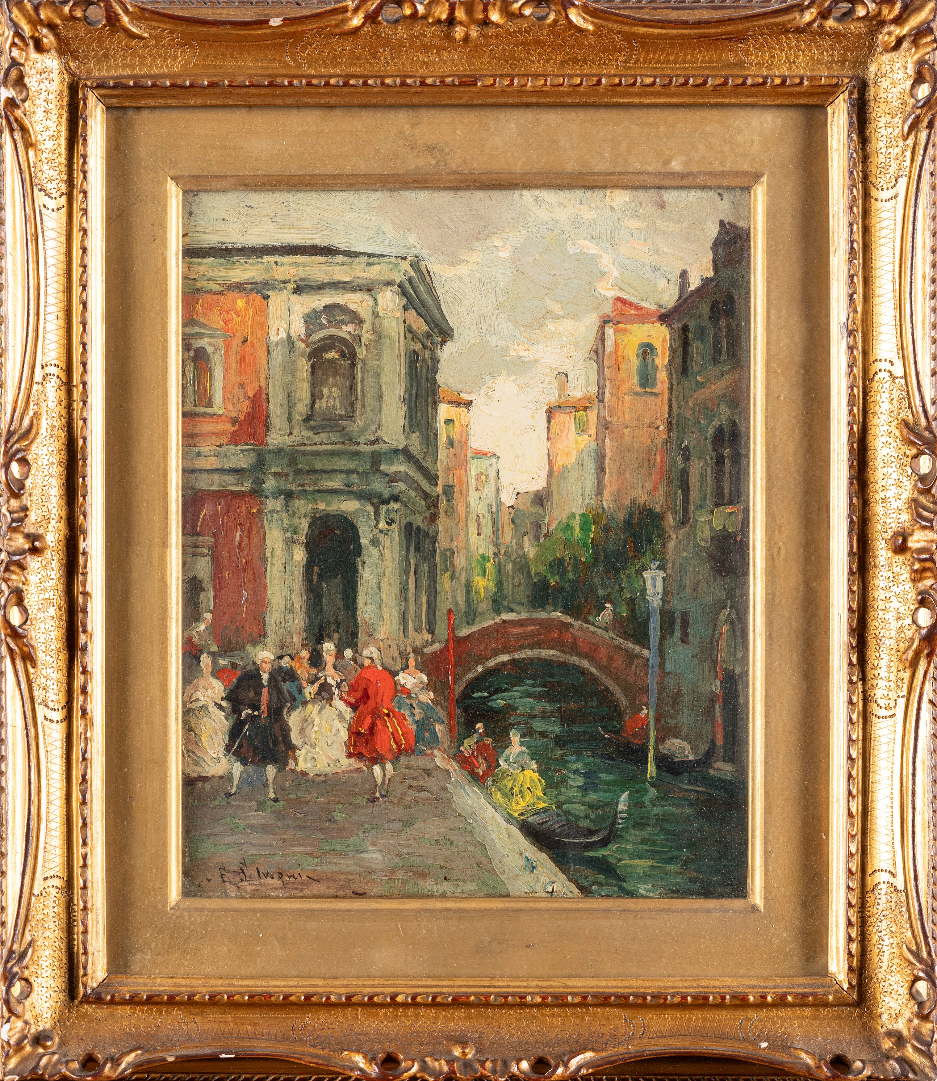 Ettore Solvegni - Palazzo Querini a Venezia, olio su compensato