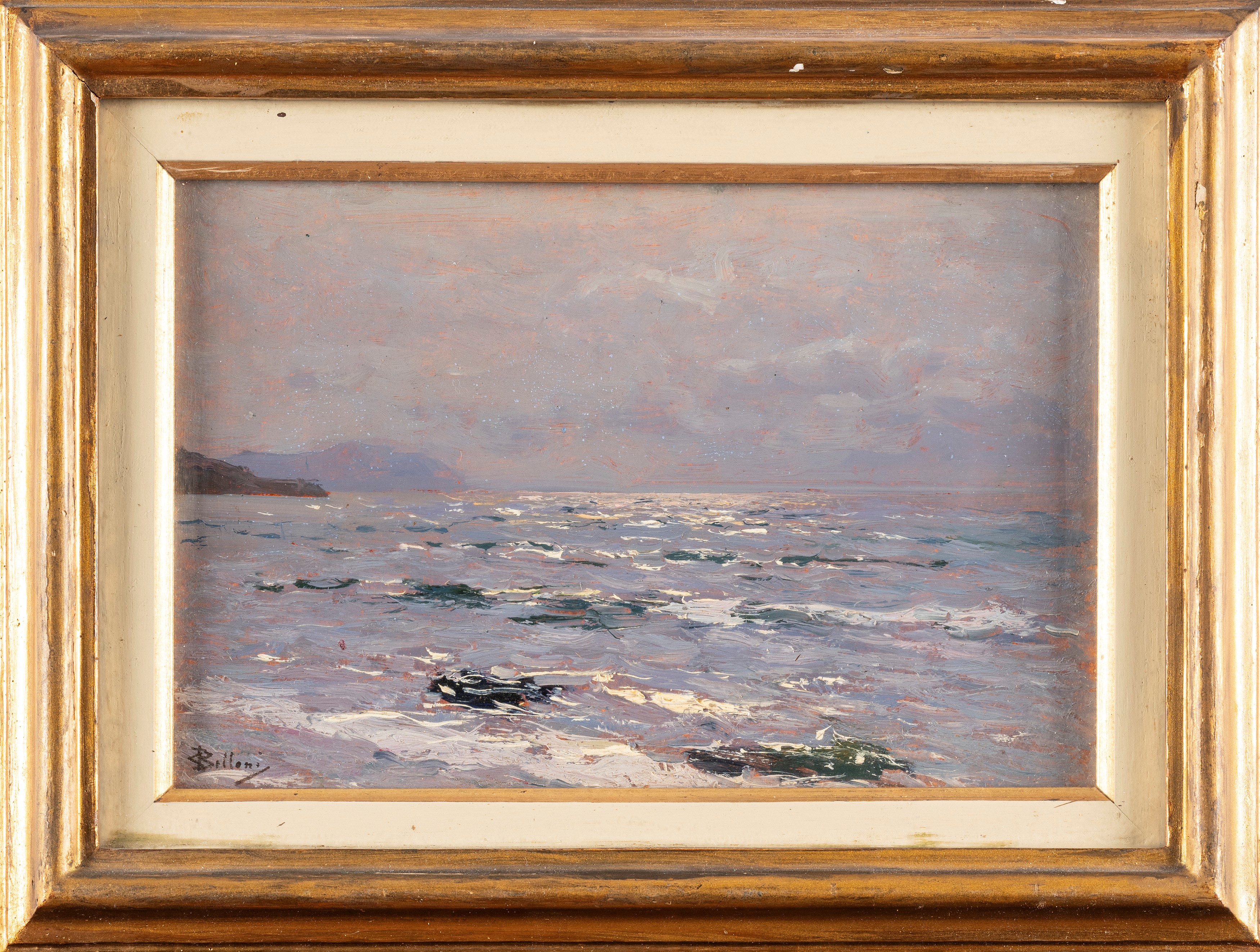 Giorgio Belloni - Marina, olio su cartone