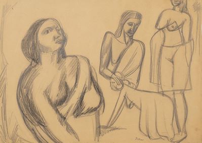Figure femminili, matita grassa su carta, 1947 ca.