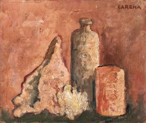 Carena Felice - Natura Morta con conchiglia, spugna e bottiglia