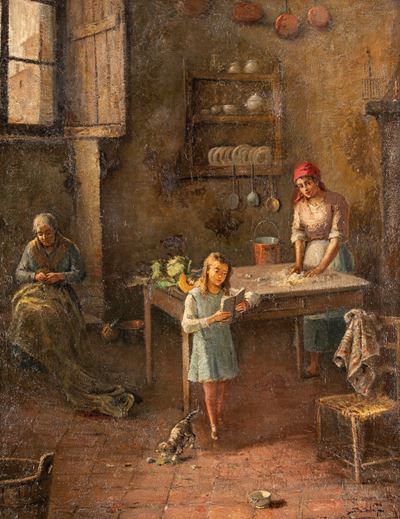 Le tre generazioni, olio su tela