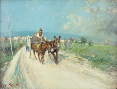 Il carretto, olio su tela, cm 50 x 65