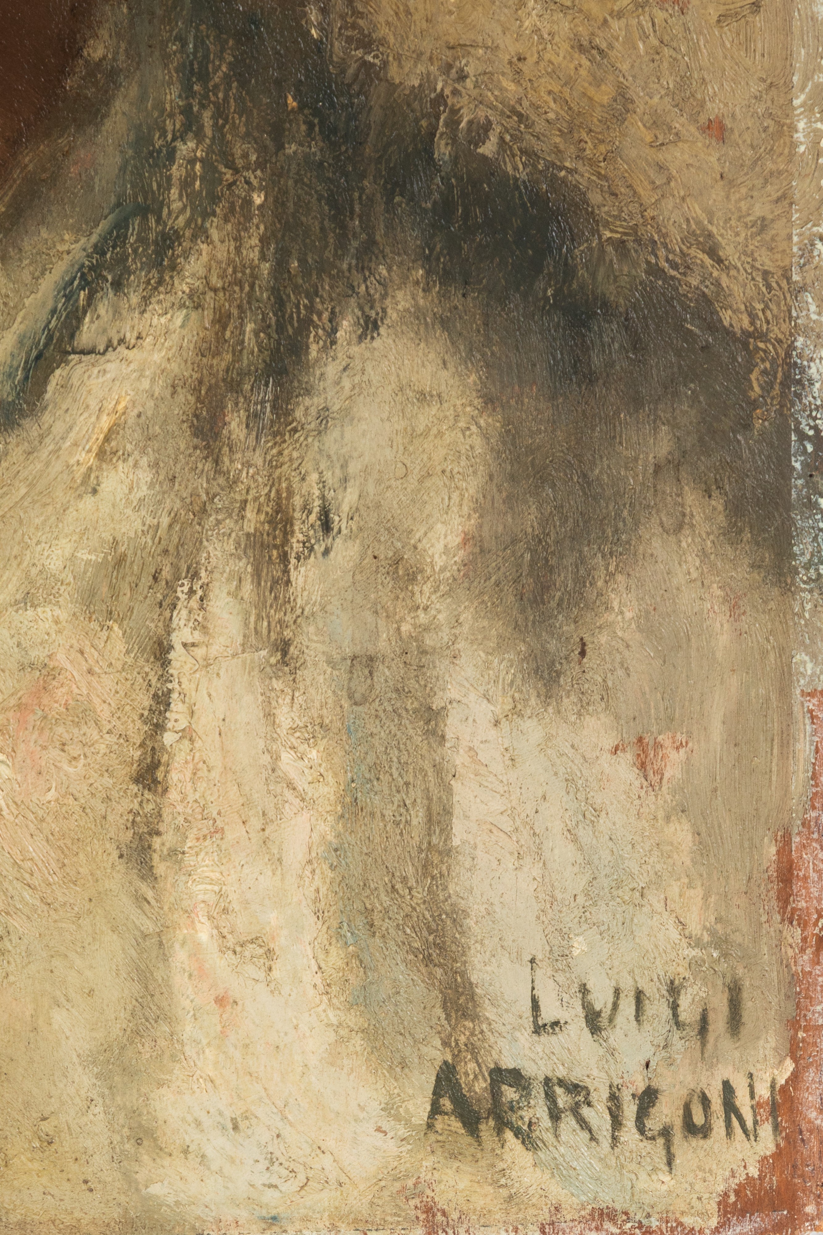 Luigi Arrigoni - Ritratto di fanciullo (recto) e Ritratto di uomo con cappello (verso), olio su c...
