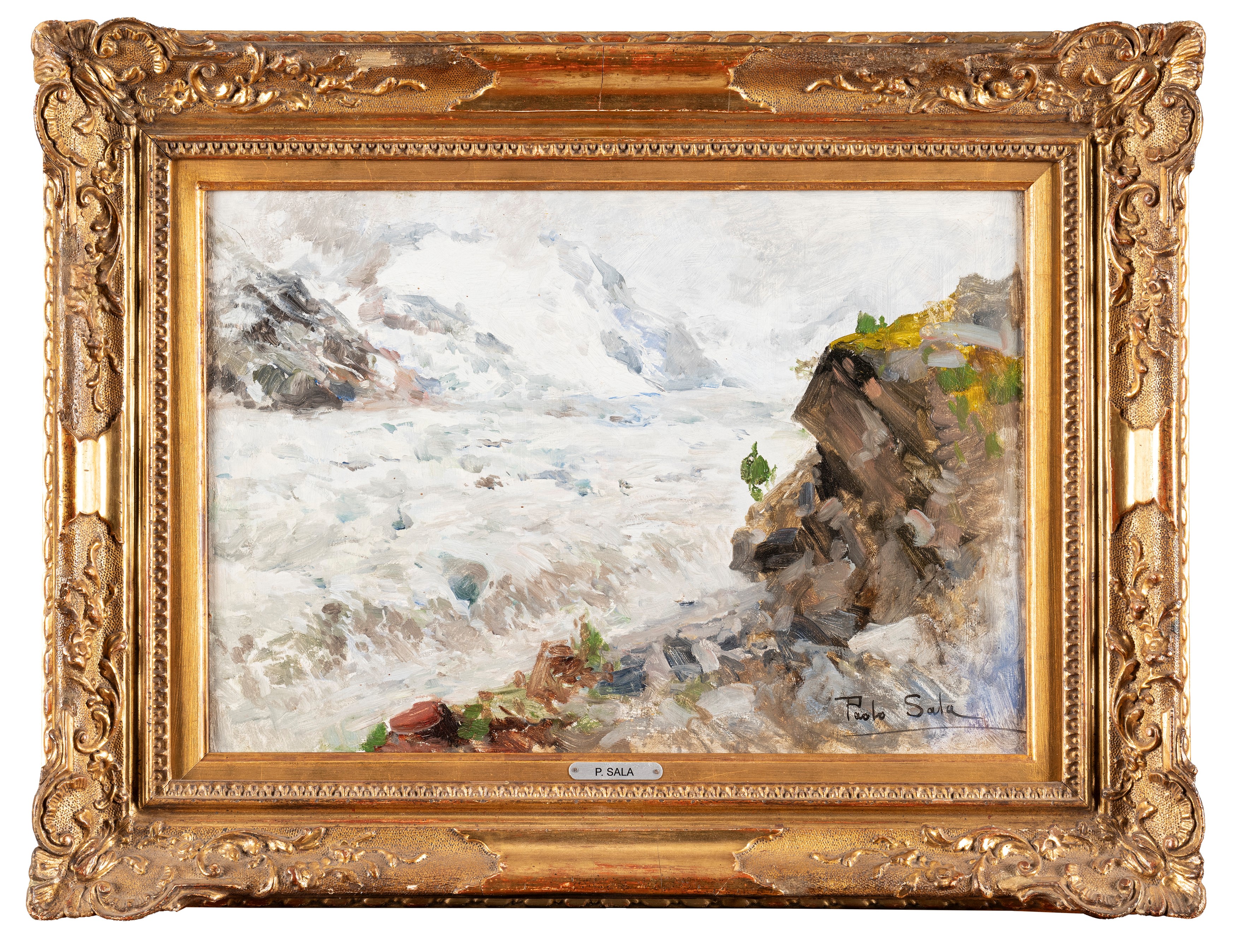Paolo Sala - Il ghiacciaio, olio su cartone telato