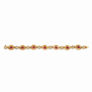 A 18K yellow gold, ruby and diamond bracelet, Chantecler