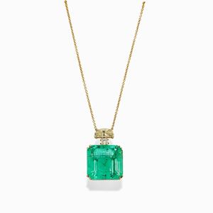 A 18K yellow gold, emerald and diamond pendant, with certificate