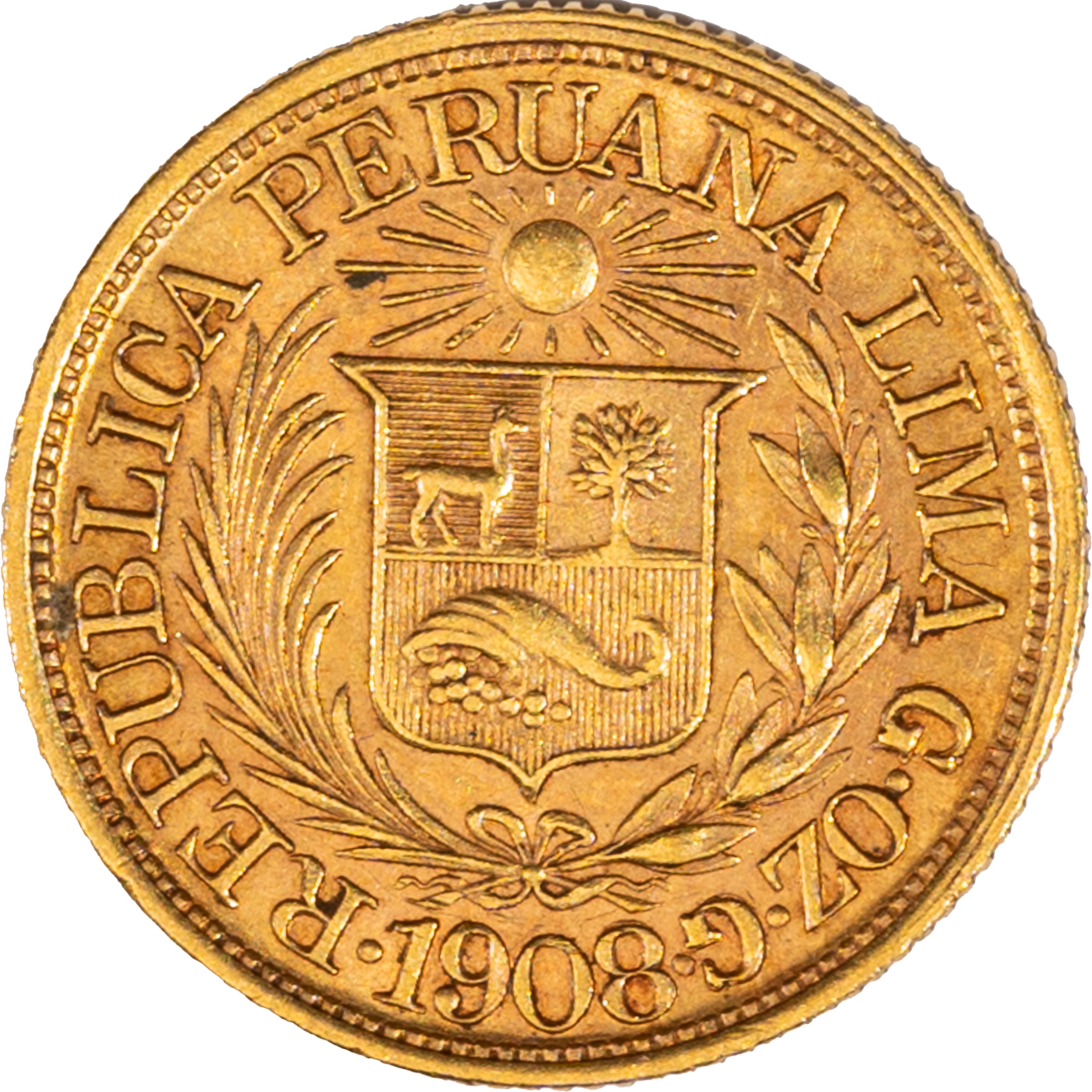 Perù, Libra Peruviana d'oro, 1908