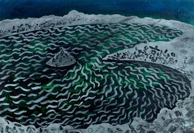 Paesaggio, olio su cartone