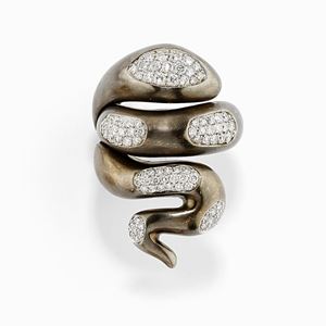 A 18K burnished gold, white gold and diamond ring, Gavello