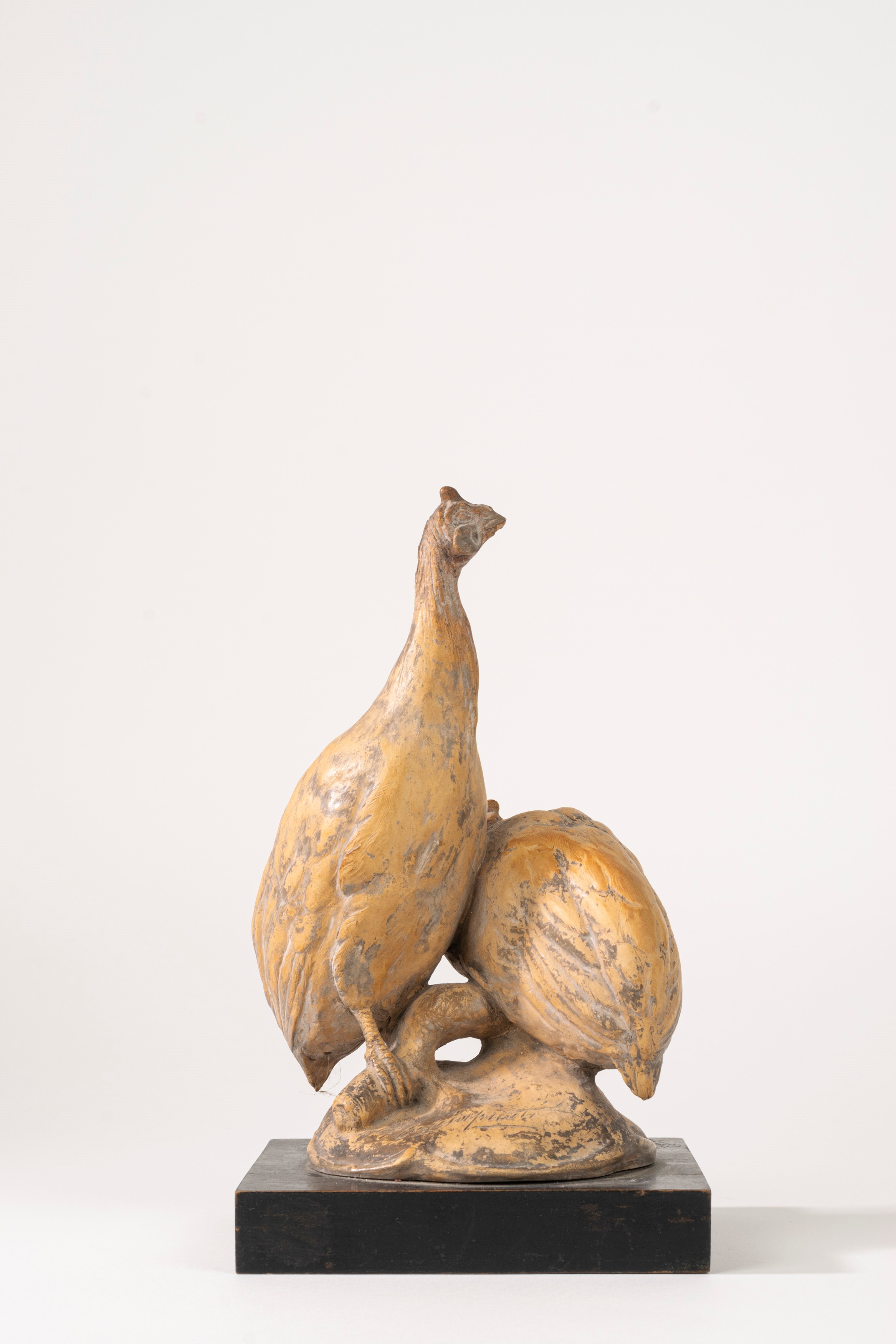 Guido Cacciapuoti - Scultura in Terracotta Raffigurante Due Tacchini