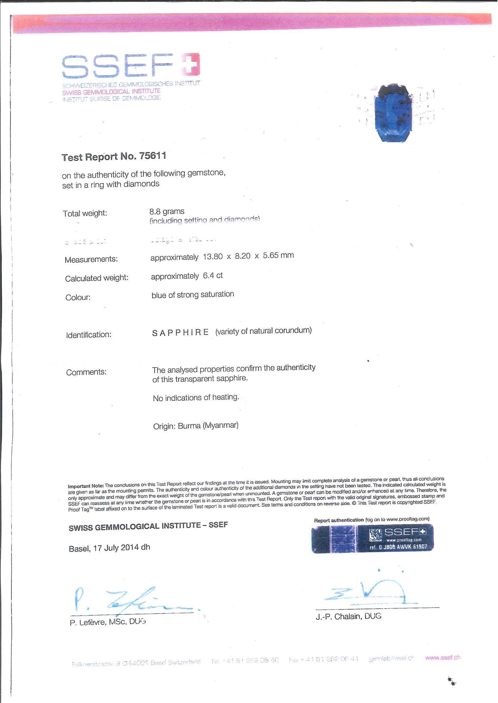 Anello con Zaffiro