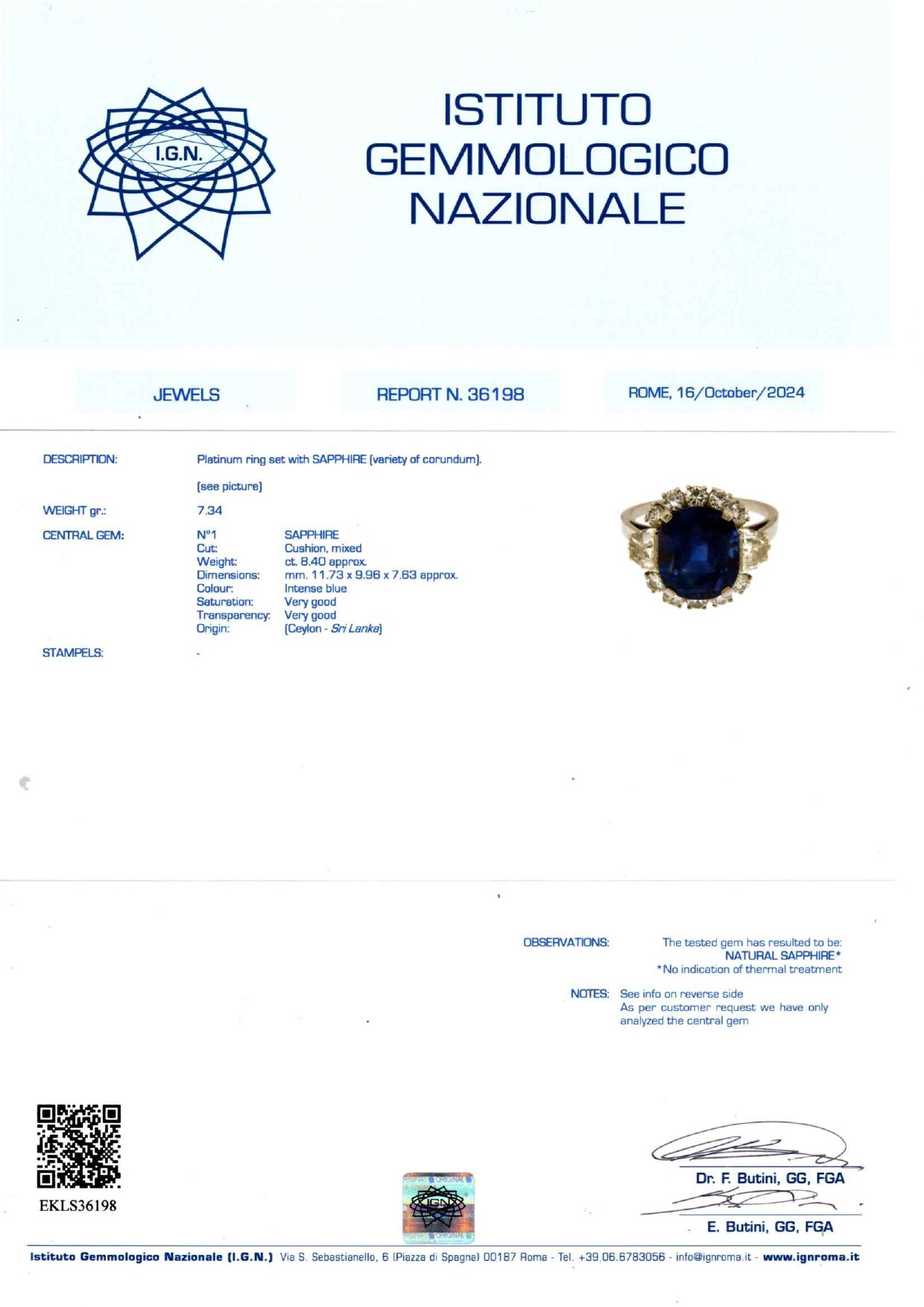 Anello con Zaffiro