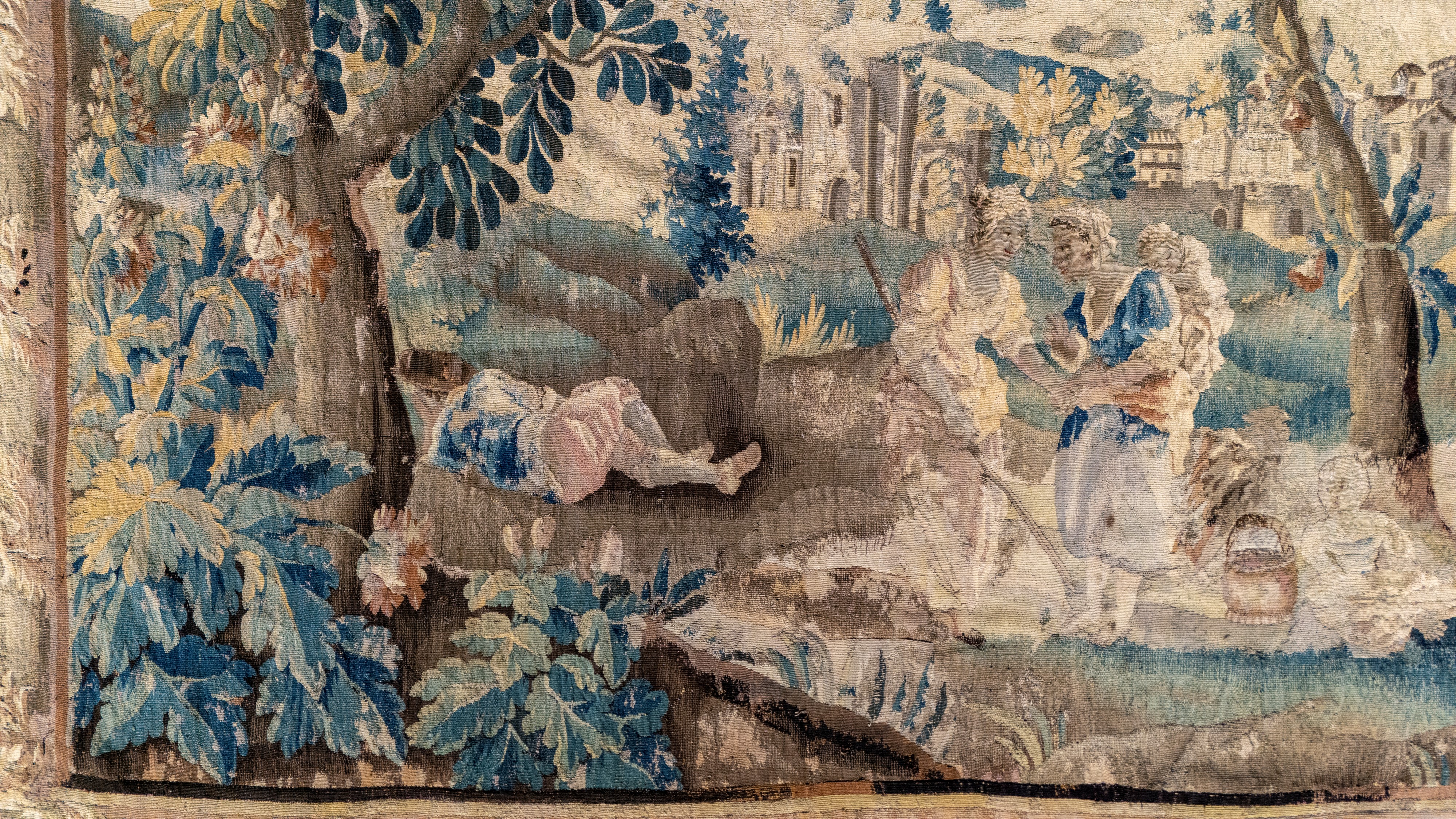 Arazzo Decorato con Scena Pastorale in Paesaggio Agreste. Fiandre, Secolo XVII