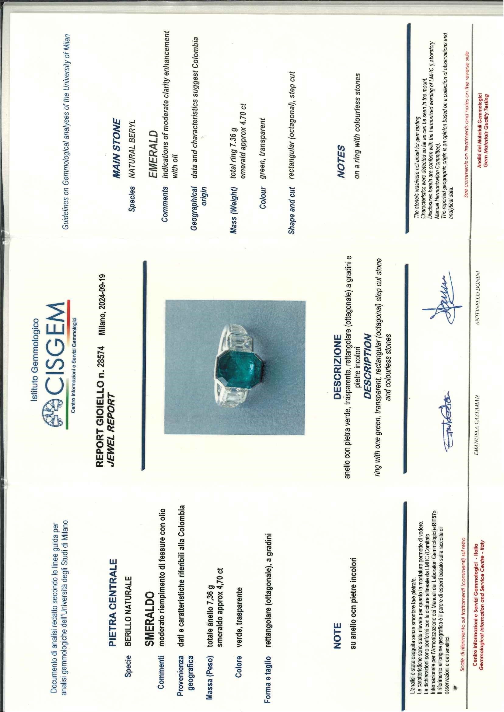 Anello con Smeraldo Colombia