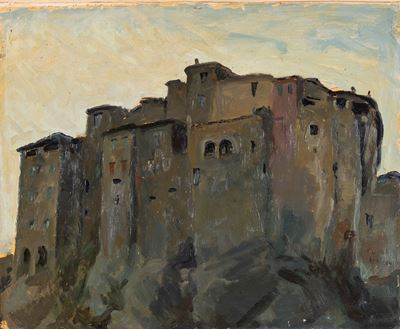 La fortezza, olio su compensato