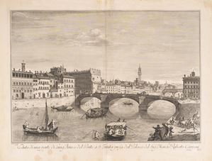 View of a part of Lungarno and the Ponte a Santa Trinita taken from the Palace of Mr. March. Ruberto Capponi