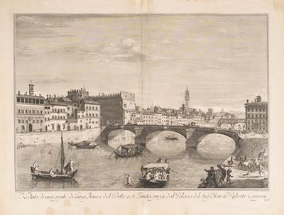 Veduta di una Parte di Lungarno e del Ponte a Santa Trinita Presa dal Palazzo del Sig. March. Rub...