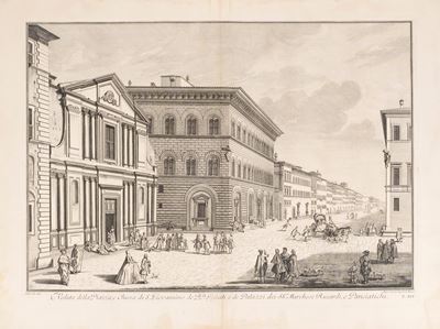 Veduta della Piazza e Chiesa di San Giovannino De' Pp. Gesuiti e De' Palazzi dei Ss. Marchese Ric...